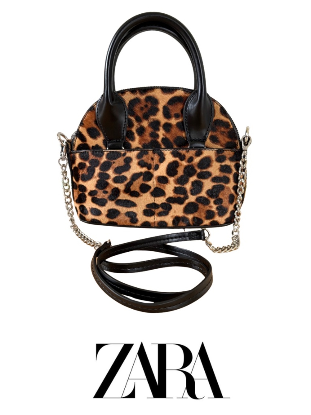 ZARA | Animal Print Mini Bowling Bag – Leopard Calf Hair (Crossbody, Archive)